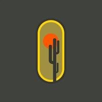 cactus desert sunset flat design vector