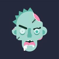 Zombie head icon, Zombie symbol Halloween icon. Colorful flat corpse icon. Thin line art design, Vector outline illustration