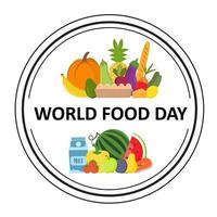 World Food day vector illustration. Concept of healthy food, proper nutrition. Good meal.