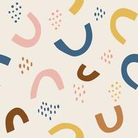 Abstract pattern with hand drawn abstract shapes, dots, arcs. Tropical summer, trendy, scandinavian kids fabric, wrapping texture, textile, wallpaper, poster, apparel. vector