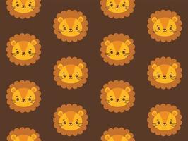 Lion vector pattern. Cute seamless safari background with lion head.