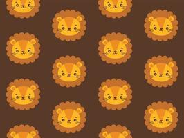 Lion vector pattern. Cute seamless safari background with lion head.