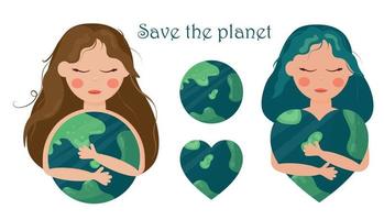 Earth Day is April 22. International Mother Earth Day. Environmental problems and environmental protection. Vector illustration in cartoon style, botanical elements. For stickers, posters, postcards.