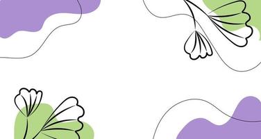 banner abstracto lineal vectorial. papel pintado de estilo minimalista para primavera y verano con hojas y flores botánicas, formas orgánicas. para afiches, afiches, antecedentes, postales, sitios web y empaques. vector