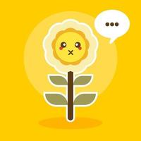 Ilustración de vector de diseño plano de mascota de personaje de girasol feliz