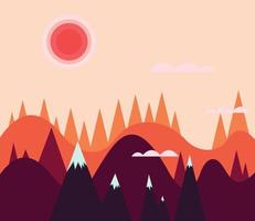 mountain and forest flat landscape vector