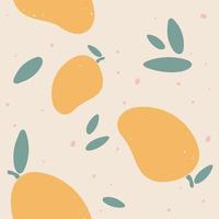 mango siluetas vector plano patrón sin costuras. formas de dibujo abstracto de alimentos sobre fondo beige. impresión creativa, papel tapiz, elemento de diseño moderno de decoración del hogar