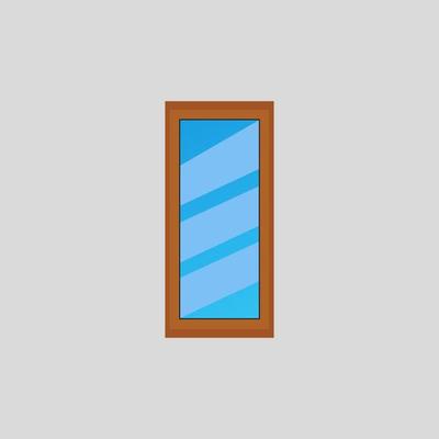 door vector icon. wooden door with glass in the middle