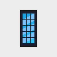 door vector icon. door black with glass in the middle many partitions