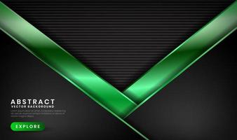 3D black luxury abstract background overlap layer on dark space with triangle green metal effect decoration. Graphic design element future style concept for flyer, banner, cover, card, or landing page vector