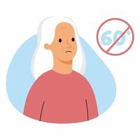 Sad old woman. Age discrimination. Social inequality. Ageism. vector