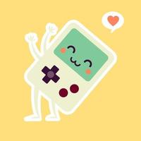 Portable Video game. Cute Game Console Vector Illustration. Gaming Mascot Logo. Character. Old Game Retro. Flat Cartoon Style Suitable for Web Landing Page, Banner, Sticker, Card, Background