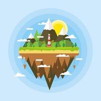 land over the sky with mountain flat design vector illustration