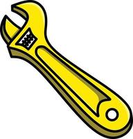 Wrench in yellow color and flat style. vector