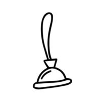 plunger for the toilet, cleaning from blockages of sewage pipes, sinks and plumbing. handwritten scribbles. Household items, cleaning, clogging, toilet cleaning, hygiene. Element vector