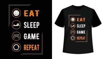 comer, dormir, juego, repetir tipografía diseño de camiseta pro vector