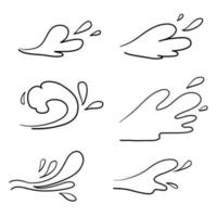 Splash water icon with hand drawn doodle simple line art symbols illustration isolated vector