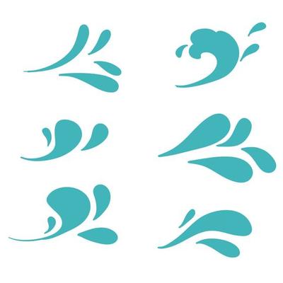 Splash water icon with hand drawn doodle simple line art symbols illustration isolated