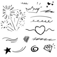 collection of curly swishes, swashes, swoops. Calligraphy swirl. Highlight text elements. with hand drawn doodle isolated vector