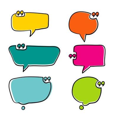Quote Mark Icon Symbol with hand drawn doodle Vector Illustration isolated