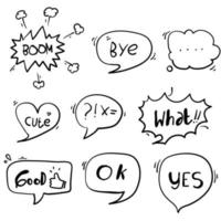 Set of Hand drawn speech bubbles with dialog words. Vector bubbles speech doodle.isolated background