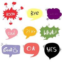 Set of Hand drawn speech bubbles with dialog words. Vector bubbles speech doodle.isolated background