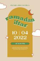 ramadan iftar invitación diseño estilo retro vector