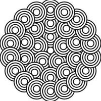 Abstract vector pattern background ornament of striped concentric circles. Black and white.