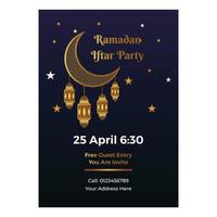 plantilla de cartel de fiesta de ramadan kareem iftar vector