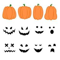 diseño de vector de conjunto de cara de calabaza de halloween