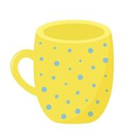 Ceramic mug with ornament. Decorative kitchen tool, household utensil. vector