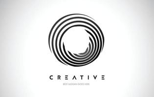 diseño de logotipo de deformación de líneas o. icono de letra hecho con líneas circulares negras. vector