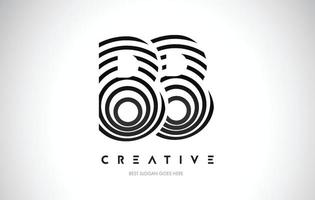 BB Lines Warp Logo Design. Letter Icon Made with Black Circular Lines. vector
