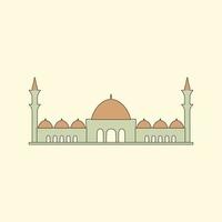 Islamic mosque building flat illustration vector