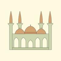 ilustración plana del edificio de la mezquita islámica vector