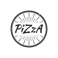 pizza de letras para diseño de logotipo de restaurante de pizza retro rústico vintage vector