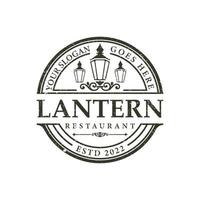 poste de linterna, vector de diseño de logotipo vintage de restaurante de farola clásica