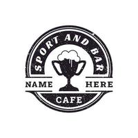 Trophy Cup Beer for Vintage Retro Sports Bar Cafe Tavern logo design inspiration vector