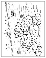 flower Coloring page. flower outline design. line art drawing. vector