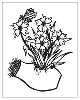 flower Coloring page. flower outline design. line art drawing. vector