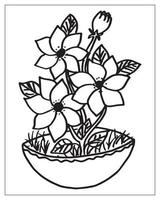 flower Coloring page. flower outline design. line art drawing. vector