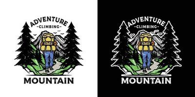 logotipo de montaña de escalada de aventura de vector colorido