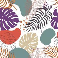 Abstract Floral seamless pattern with leaves. tropical background vector