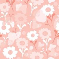 seamless cute hand draw flower on pastel background , greeting card vector