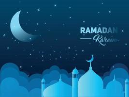 Islamic style ramadan kareem decorative illustration with Mosque shape and cloud vector