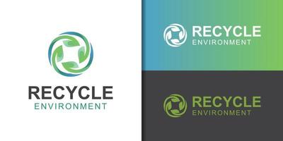 recycle with leaf logo for ecology and earth care day