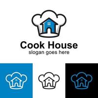 cooking at house with hat chef for catering, cooking school, home cooking business food logo design vector