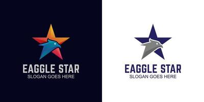 gradient eagle head with stars symbol logo design and flat versions vector