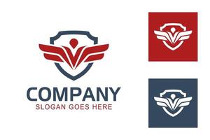 abstract flat eagle or phoenix wings with shield icon for protection security army logo template vector