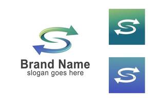 letra s reciclada con icono de flecha para plantilla de logotipo de empresa de identidad vector